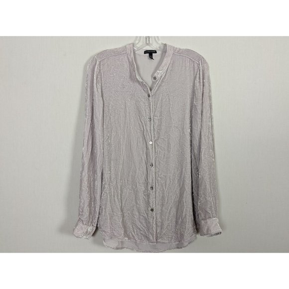 Eileen Fisher light purple‎ velvet long sleeve button up high low blouse sz S/P - Picture 1 of 9